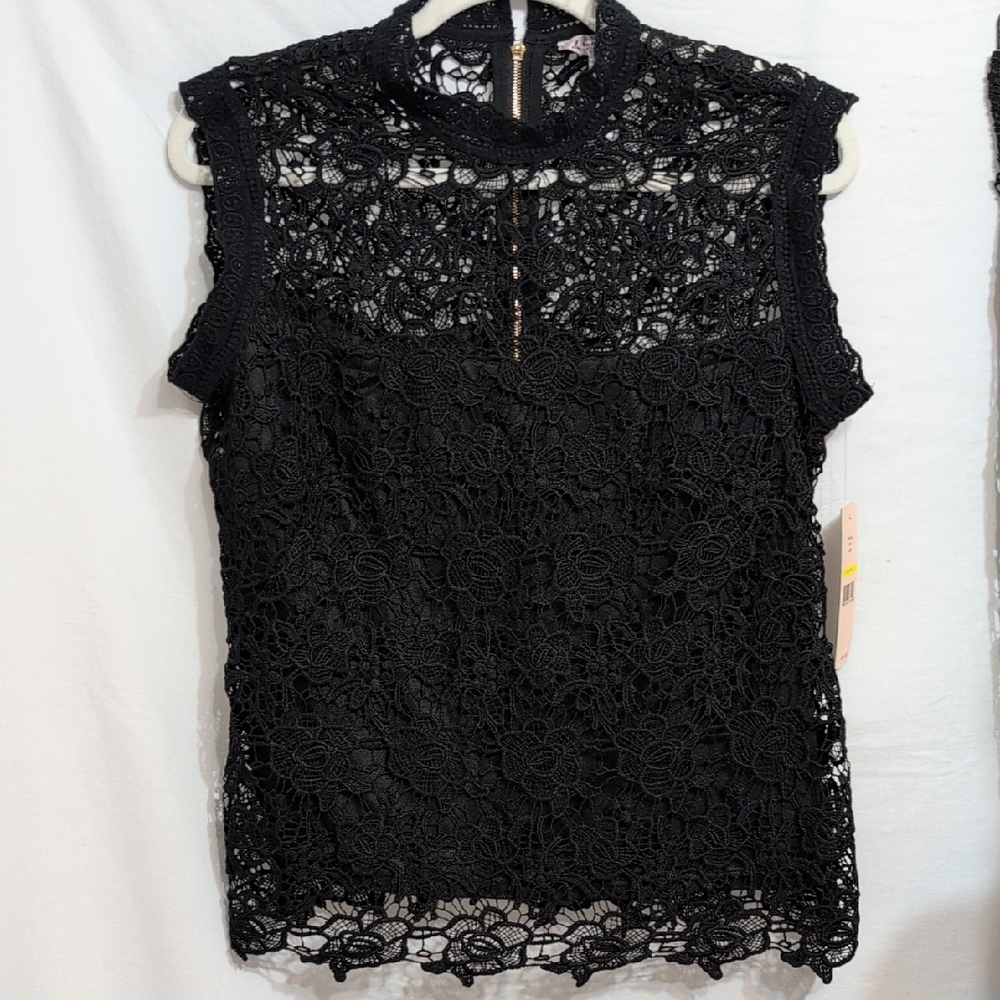 Nanette Lepore Black Lace High Neck Blouse